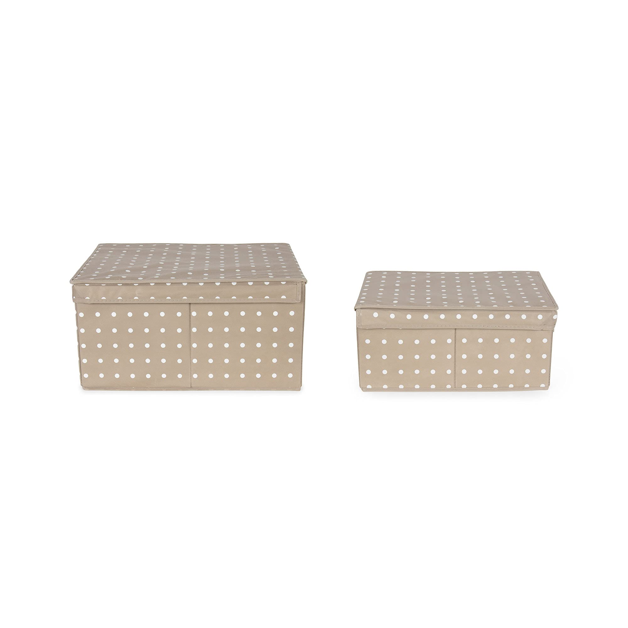 Compactor - Set Di 2 Scatole Pieghevoli Con Coperchio, Polipropilene Non Tessuto e Cartone, Large 40 x 50 x 25 cm, Small 30 x 43 x 19 cm, Gamma Rivoli, Marrone/Bianco, 10444