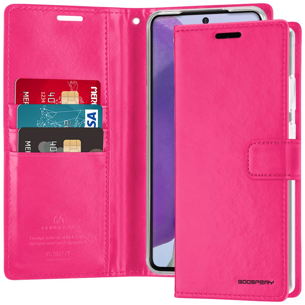 GOOSPERY Blue Moon Wallet for Samsung Galaxy Note 20 Case (2020) Leather Stand Flip Cover (Navy) NT20-BLM (Hot Pink)