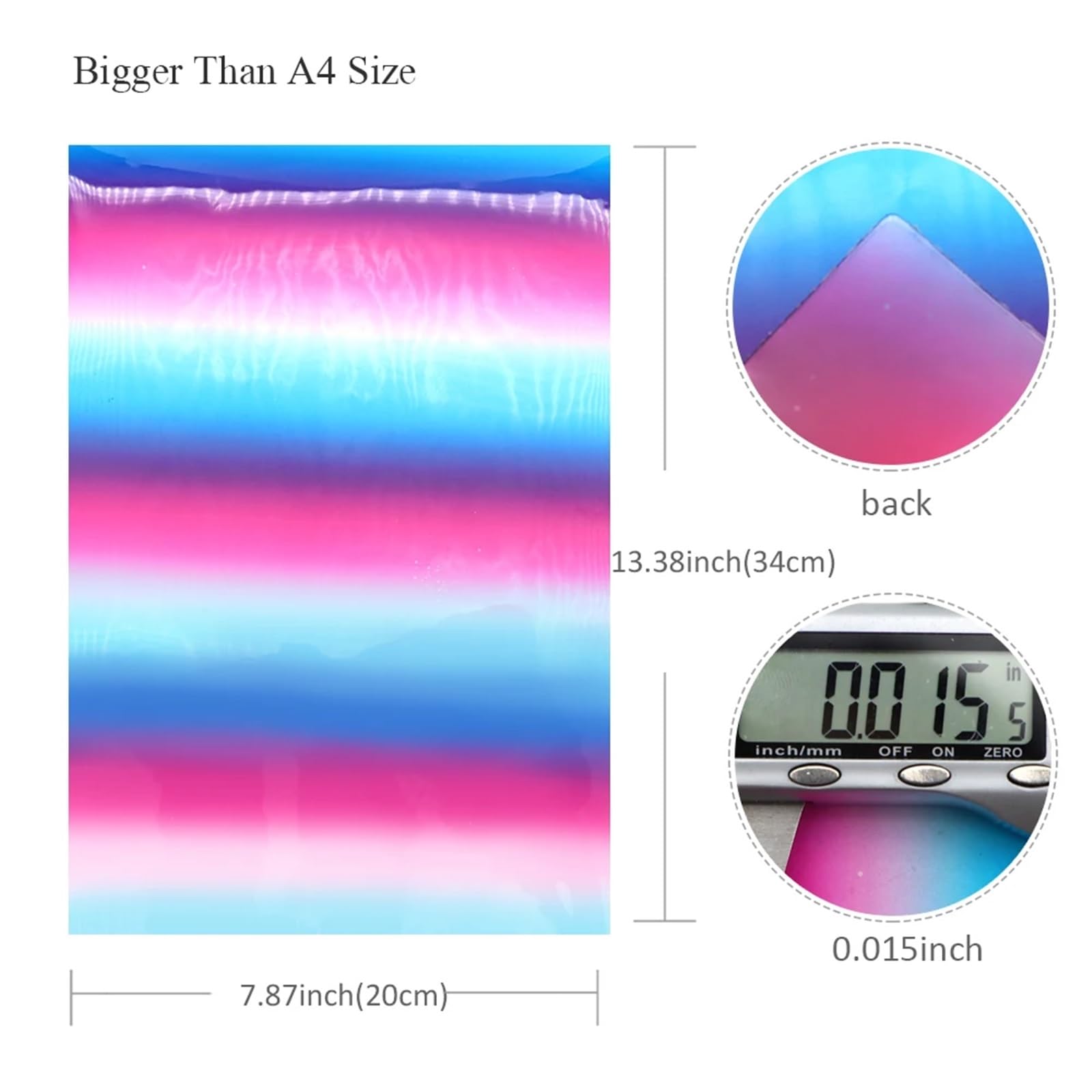 Przezroczysty winyl PVC, Arkusze ze skóry PU, wielokolorowe, różne rozmiary, opakowanie 14 sztuk, do torebek, akcesoriów rzemieślniczych(1 Rainbow,50x130cm)