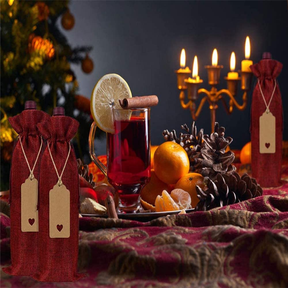 32 Sacchetti Portabottiglie In Lino Multicolore Con Cordoncino - 35x15 Cm - Ideali Per Vino, Matrimoni E Feste (16 Colori)