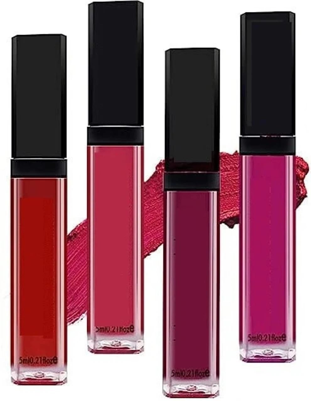 Set of 4 Liquid Matte Mini Lipsticks, Red Edition - Long Lasting & Waterproof Lipstick Combo Pack Of Red, Deep Red, Wine & Pink Shades for Women and Girls (THE RED EDITION, 16ML)-image-40