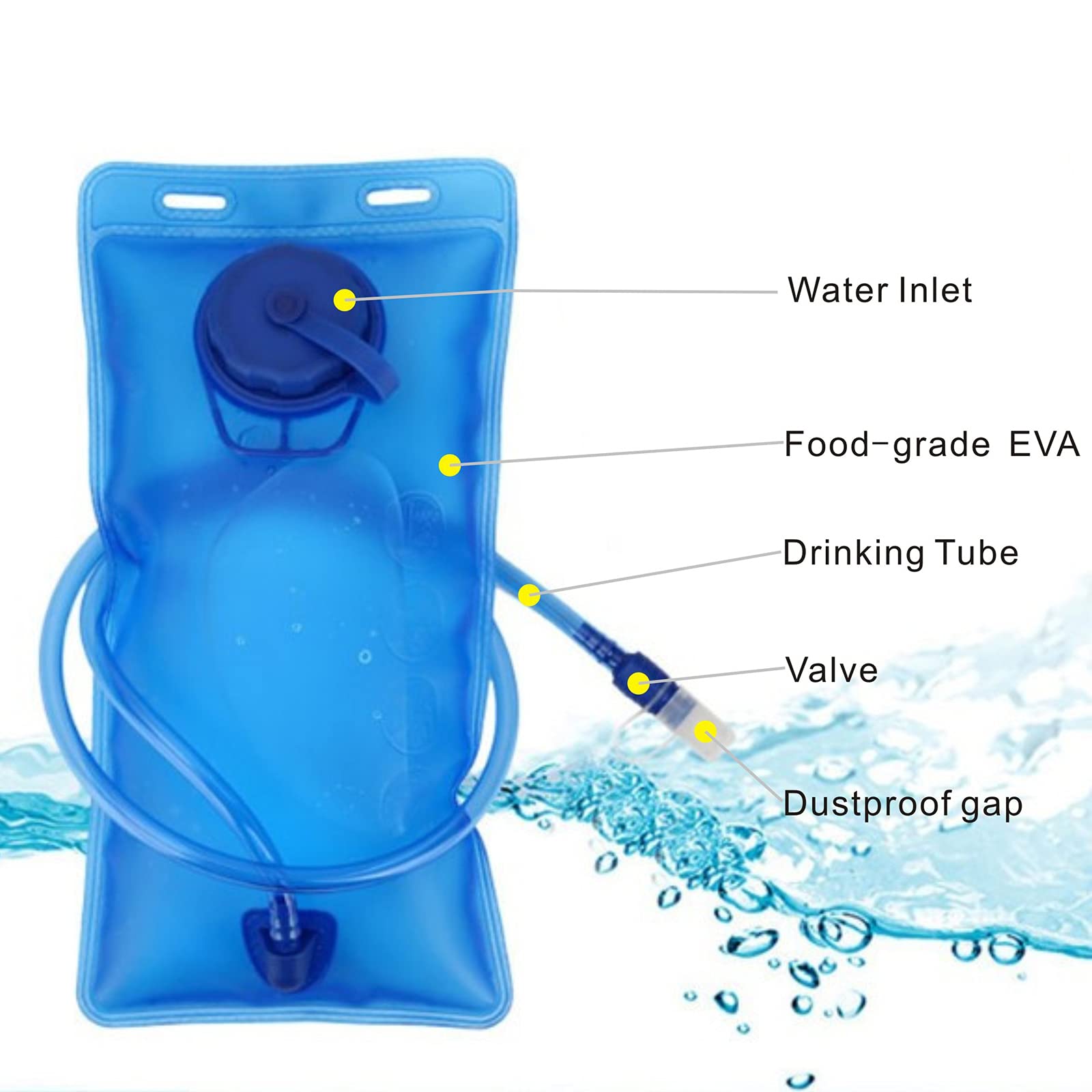 Poche Hydratation 2 Litres - Vessie Réservoir Eau Portable Étanche Pour Randonnée Vélo Camping