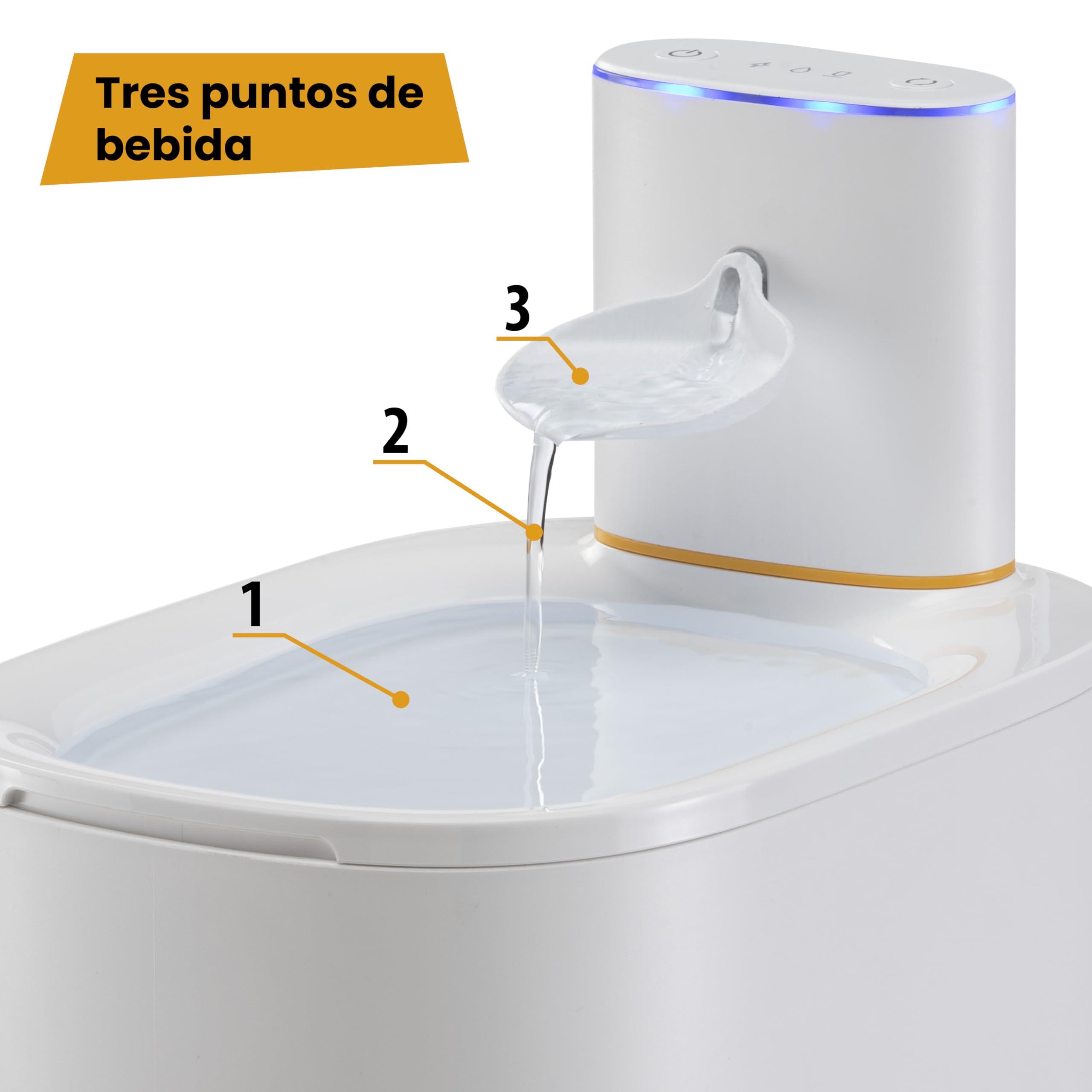 Ferplast Fuente para Gatos y Perros Pequeños Astra, Fuente de Agua para Gatos Inalámbrica, Dispensador de Agua para Gatos Recargable, Sensor de Movimiento, 3 L, Filtro de Tres Etapas, USB-C Incluido