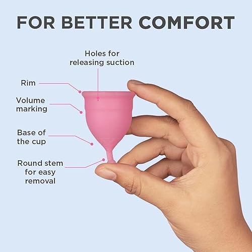 Miniatura 5 de Pee Safe Vaso menstrual reutilizable para mujer (grande)  Fabricado con silicona de grado médico  Suave, flexible, libre de BPA y látex  Hasta 12