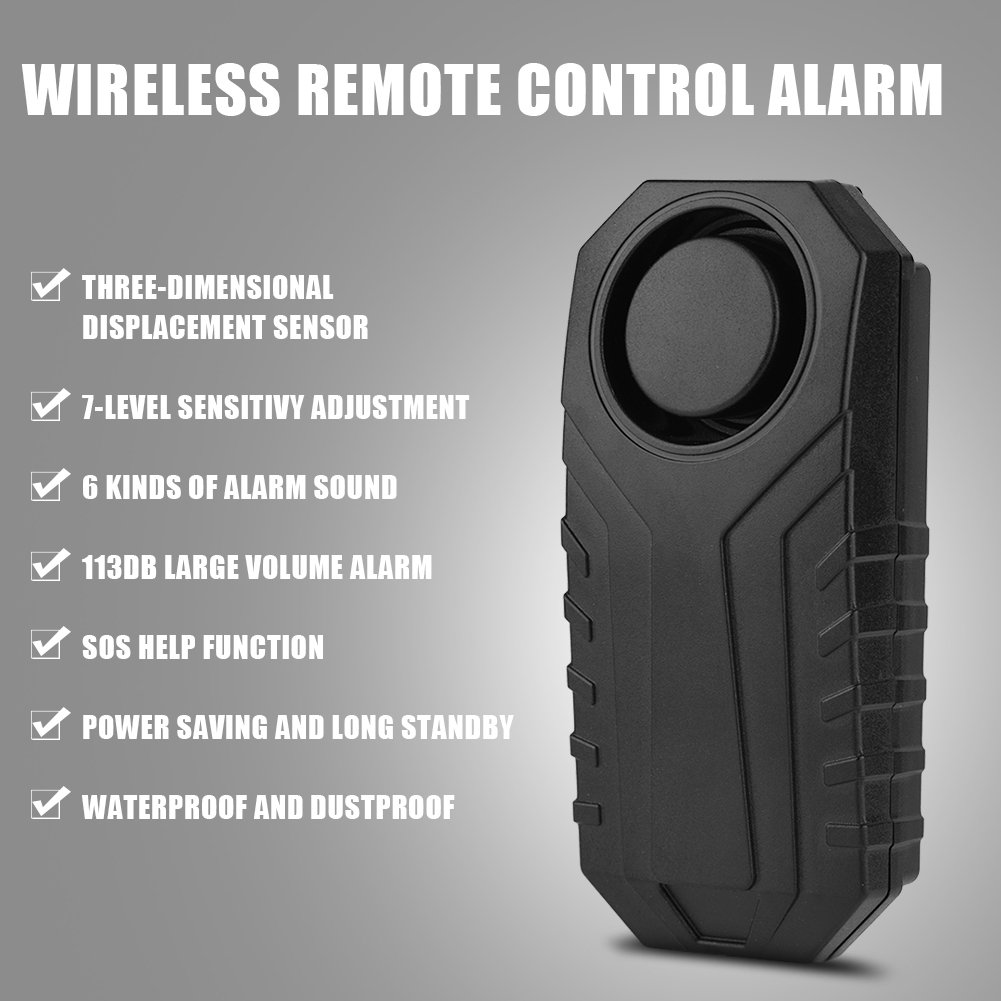 Serrure d'alarme antivol étanche pour vélo - 6 sons alarme, sensibilité réglable 7 niveaux, fonction SOS, compatible moto et vélo
