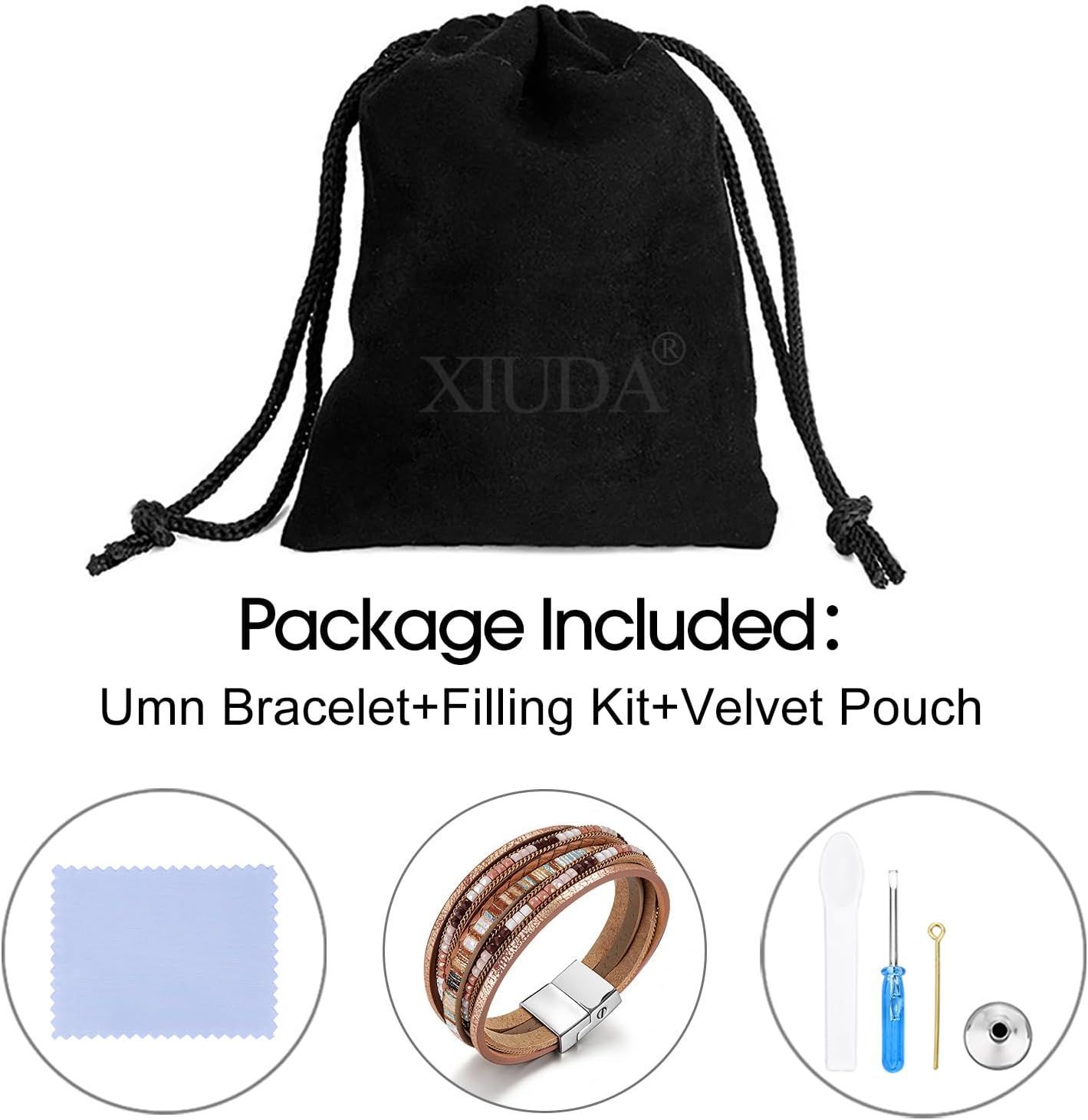 XIUDA Urn Bracelet for Ashes Boho Cremation Jewelry for Ashes Stainless Steel Memorial Cremation Bracelet Ashes Keepsake for Women