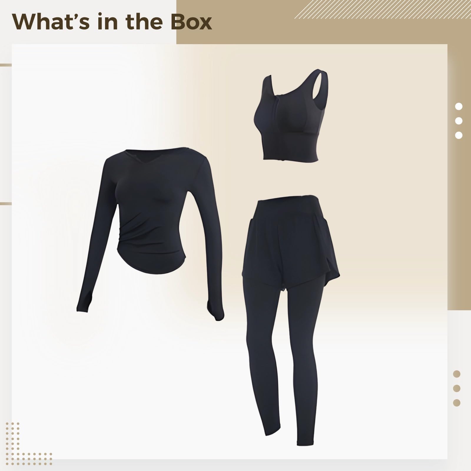 Conjunto de entrenamiento de 3 piezas para mujer, trajes de yoga con camiseta de manga larga y brasier deportivo, tela transpirable antibolitas, talla XXL para 135-150 libras, ropa deportiva versátil