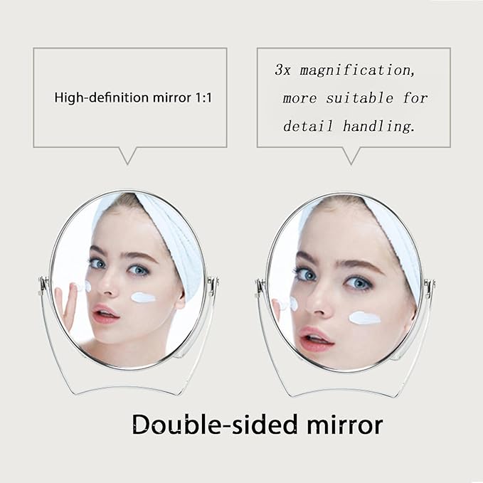 Espejo de Maquillaje Redondo WMugthome Doble Cara 4 Pulgadas con Mang miniatura 3