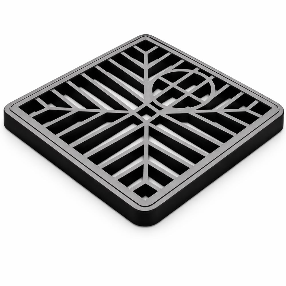 Square Outdoor Drain Cover 150mm x 150mm (6 x 6 in) Heavy Duty Drain Grate Cover for Gardens Patios Driveways Prevents Leaves and Debris Blocking Drainage Durable Weather Resistant for Outdoor Use