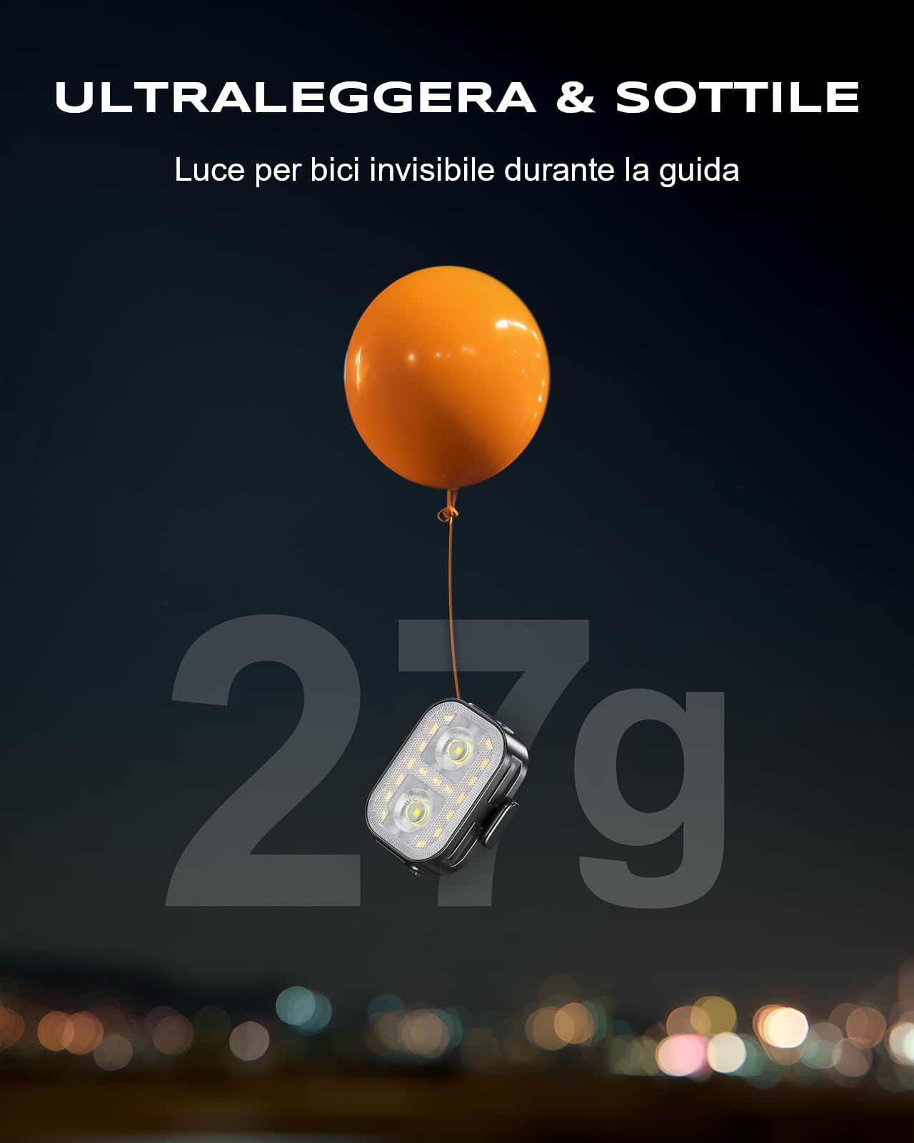 Rolgno Luci Bicicletta LED, Ultra Sottile & Leggero Luce Bici, 5+6 Modalità Luce Bicicletta Anteriore e Posteriore, Ricaricabile USB & Impermeabili IP65 Fanali Bici per Ciclismo, Montagna, Campeggio