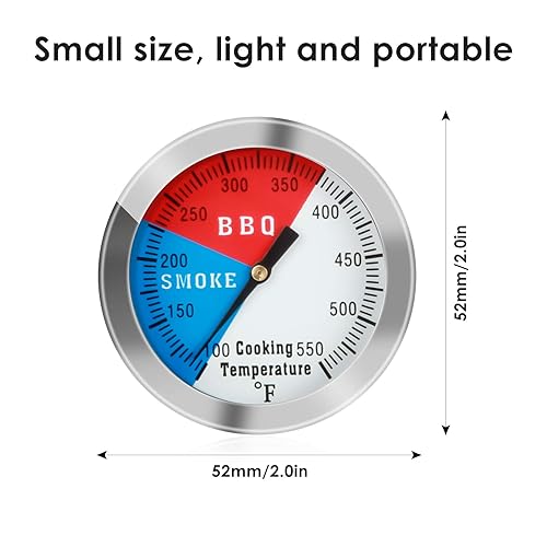 Miniatura 3 de Termómetro para barbacoa, medidor de temperatura, parrilla de carbón de acero inoxidable de 2 pulgadas, para ahumar, indicador de temperatura,