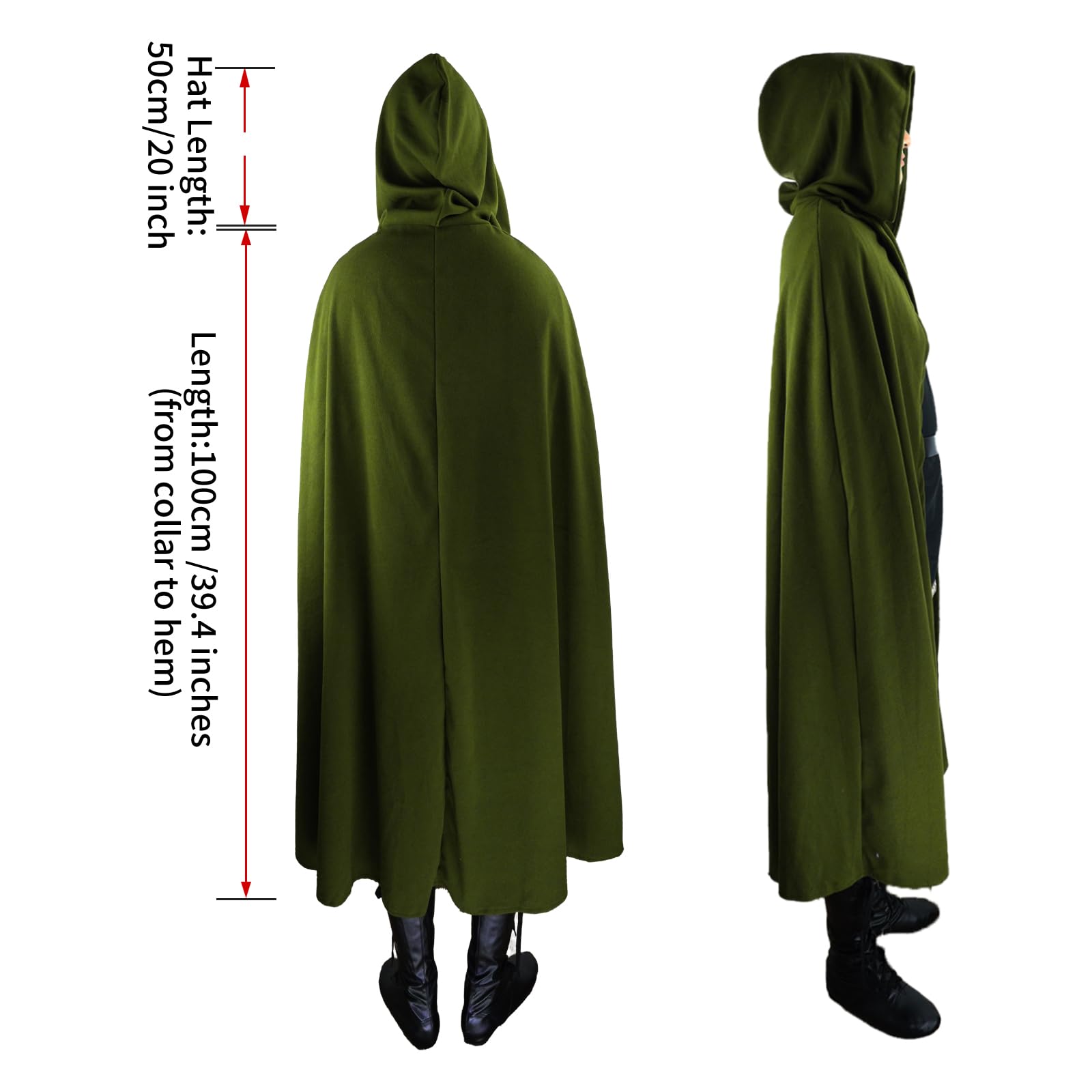 Renaissance Cappotto con cappuccio medievale Mantello da uomo con cappuccio Cappotto da strega per Halloween