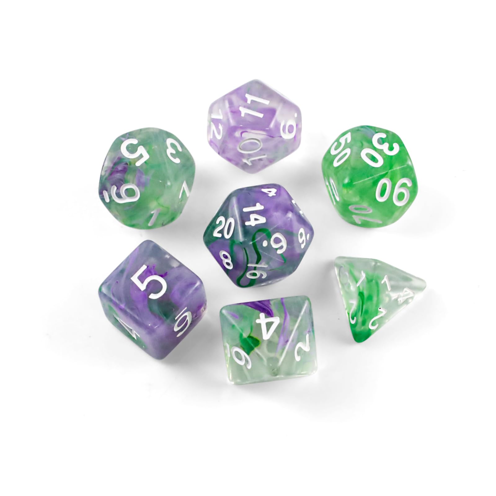 7 Stück DND Dice im Farbmix, MTG Polyedrische Würfel Set, D&
