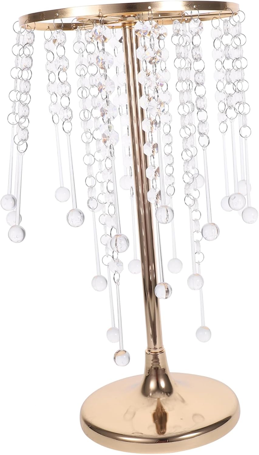 Wedding Centerpiece Flower Stand Chandelier Crystals Elegant Metal Vase for Table Decor for Wedding Reception Party Decoration and Event Styling Height