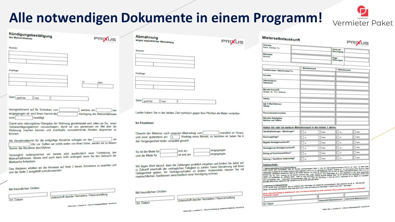 Das Vermieterpaket: Ihr Schlüssel zur mühelosen Vermieterverwaltung! CD-ROM & Kostenlose Online Updates.