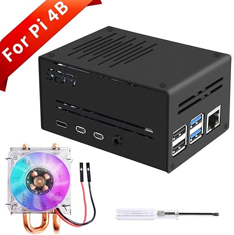 GeeekPi Raspberry Pi 4 Caja de metal con ventilador, Raspberry Pi 4B Caja con Raspberry Pi Refrigerador de CPU de bajo perfil, Raspberry Pi Horizontal ICE Tower Cooler Informática,Componentes,Dispositivos externos,Cajas de ordenador de sobremesa