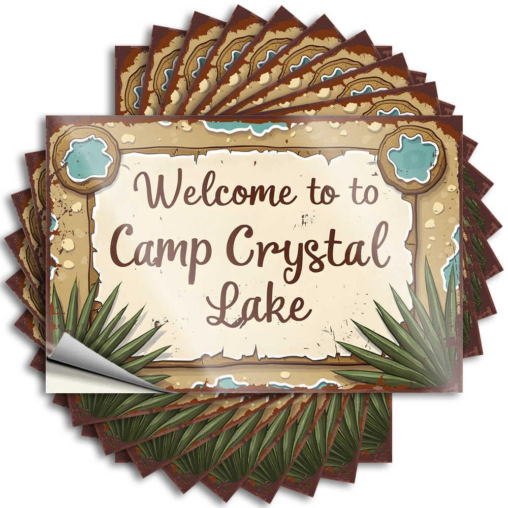 Fzfn Colour Decal - Inspirational Tumbler Welcome Sign For Camp Crystal Lake Adventure For Free Vintage Kitchen Accessories(12X18cm)
