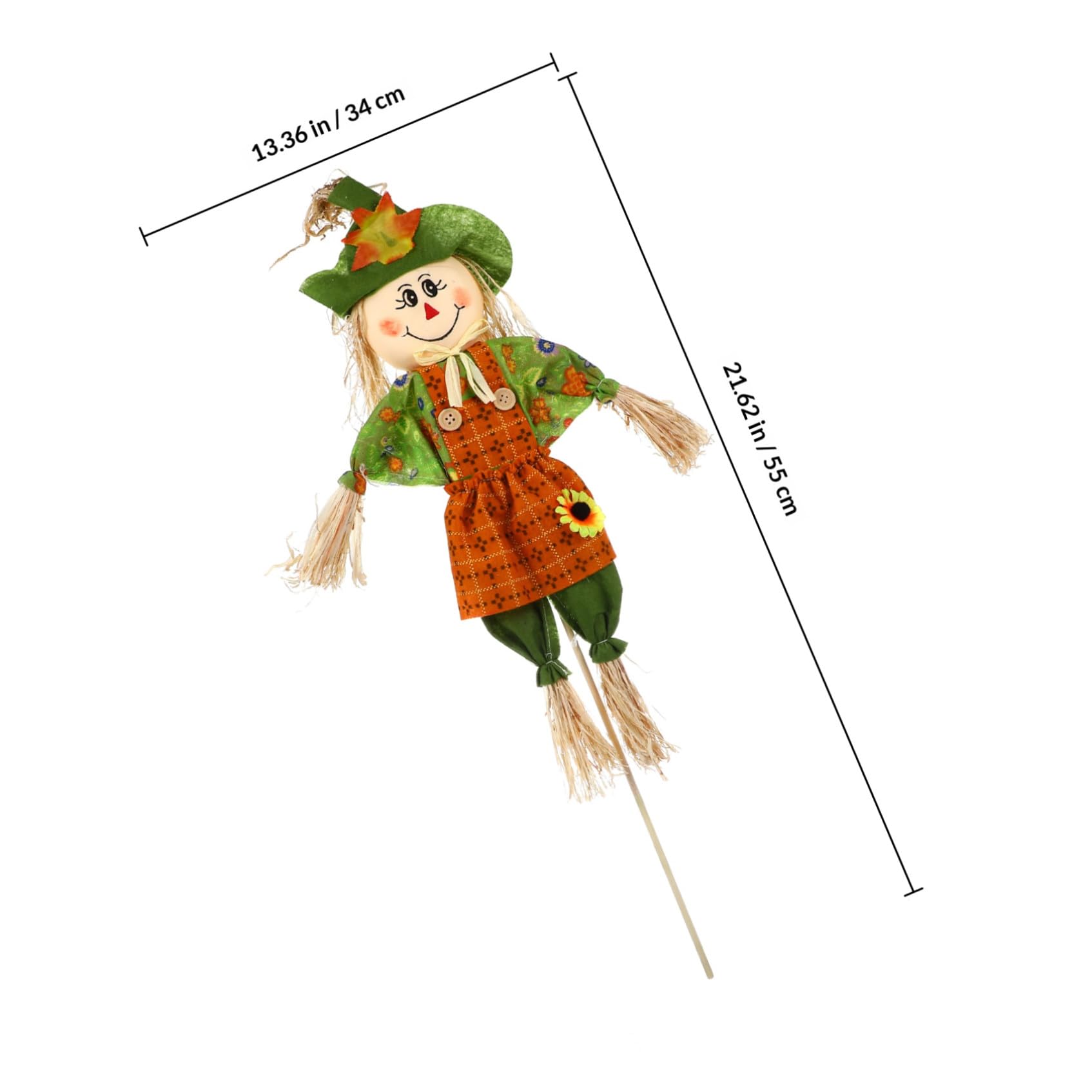 TIDTALEO Herbstliche Stehende Vogelscheuche aus Stoff und Bambus 55cm Halloween und Thanksgiving Deko für Garten und Gartenparty Authentische Textur Zufällige Farbe