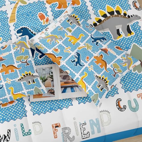 Image of Kids Full Size Bed Comforter Set Dinosaur,Boys Full Size Bedding Set Dinosaur,3-Piece Comforter Set