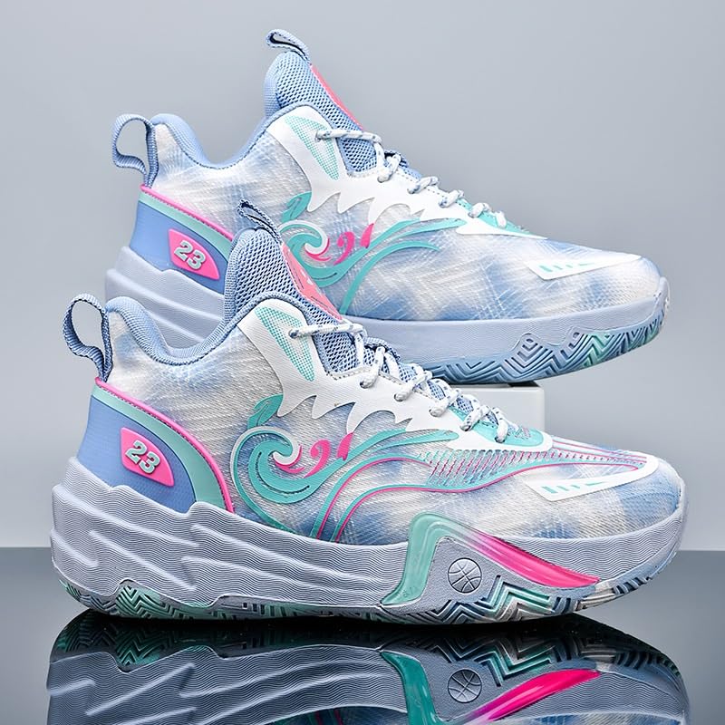 Zapatillas de Baloncesto Unisex caña Alta con Malla Transpirable y Antideslizante, Botas Deportivas Entrenamiento Moda Zapatos para Caminar