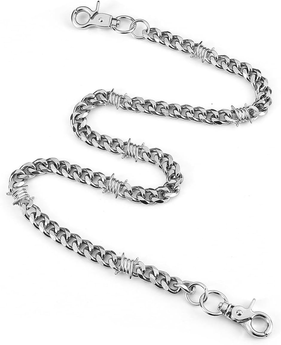 Skull Chains Punk Wallet Chain - Wallet Chains for Men Trousers Pants Chains for Biker Heavy Belt Goth Accessories (sliver-1)