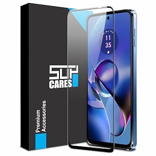 SupCares Tempered Glass for Motorola Moto G54, G73, G32 and G14 (6.5 Inch) With Installation Kit | 9H Edge to Edge Screen Protector | Black