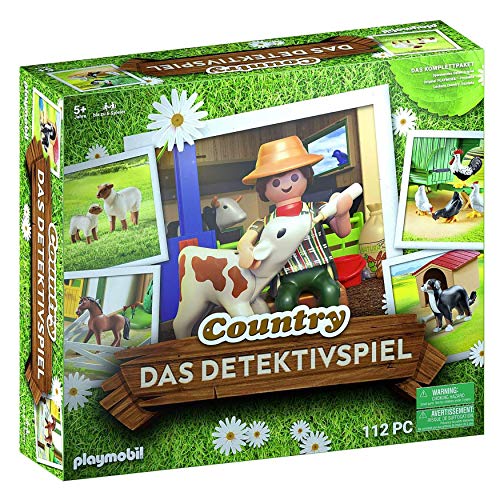 PLAYMOBIL Box 70763 Country „Das Detektivspiel“ mit 7 Country-Spielsets, Labyrinthkarte und Kochbuch, ab 5 Jahren [Exklusiv bei Amazon]