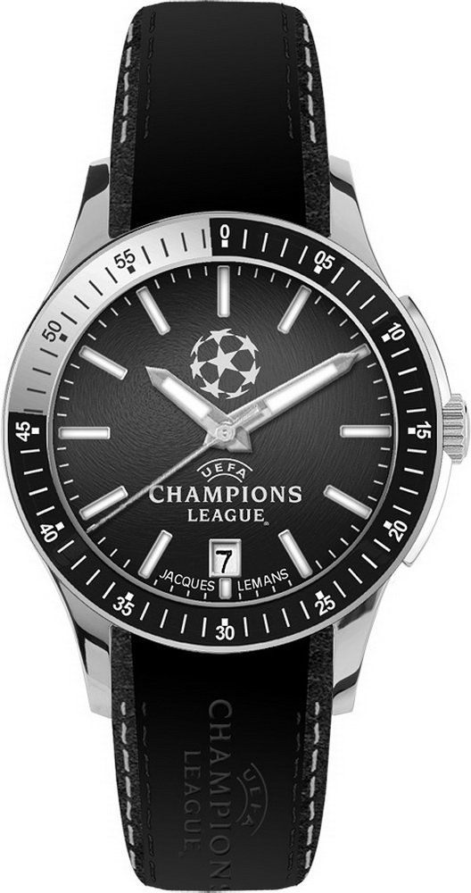 Jacques Lemans Uefa Champions League U 30a Mens Black Leather