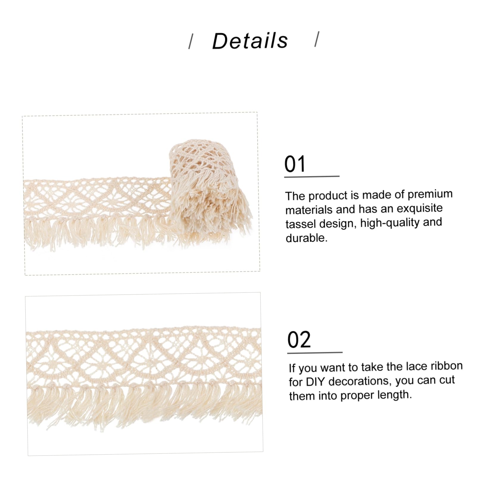 STOBOK 2stücke Tassel-spitzenborte Aus Breit Für Hochzeitskleider -projekte Und Dekoration Von Feiern Und Veranstaltungen Yards Naturweiß