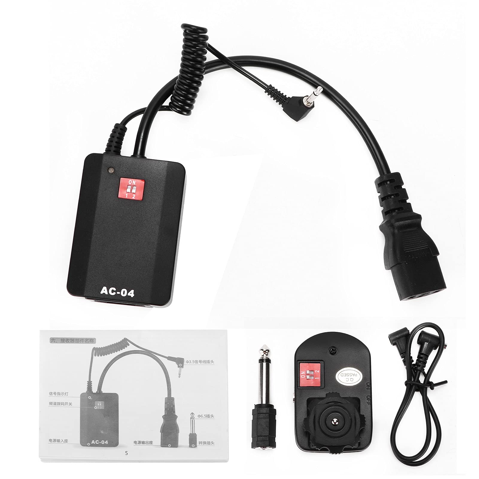 Déclencheur de Flash 4 Canaux, Récepteur de Déclenchement de Flash de Studio sans Fil avec Alimentation Secteur, adapté aux Appareils Photo, Distance de Travail de 30 M,