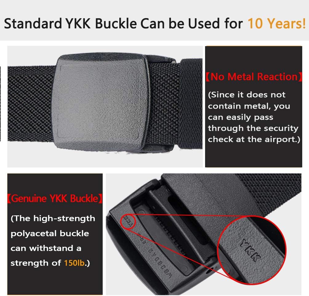 LionVII Elastic Belts for Men - Stretch Canvas No Metal Plastic Buckle for Work Sports - Adjustable Trim to Fit 28-45" Waist - Image 4