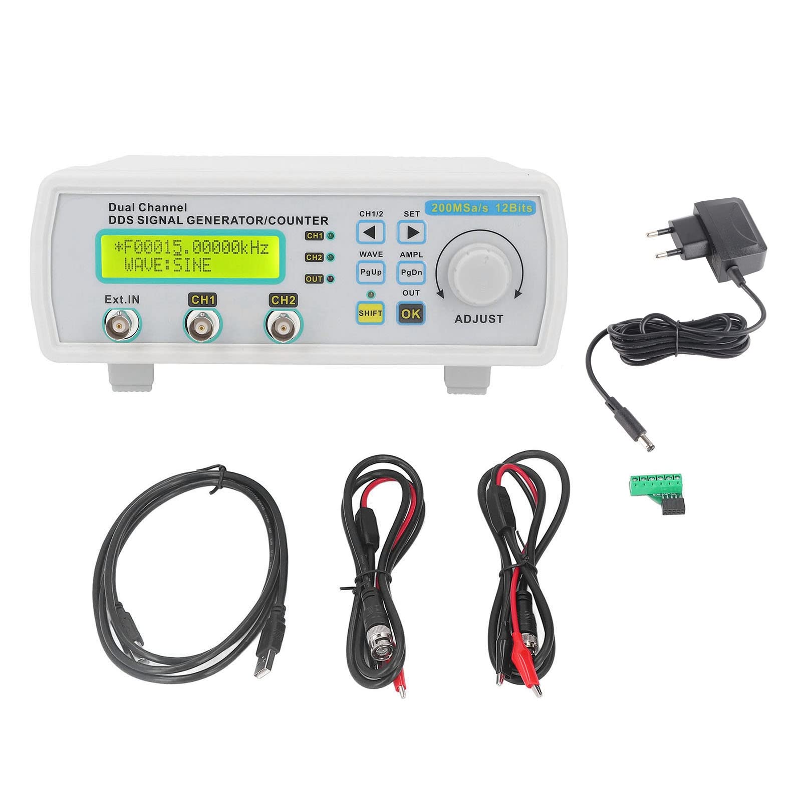 Generador de Señal de Doble Canal, Generadores de Funciones de Forma de Onda Arbitraria de 40 MHz con Alto Rendimiento y Salida Estable, Ideal para Ingeniería Electrónica,