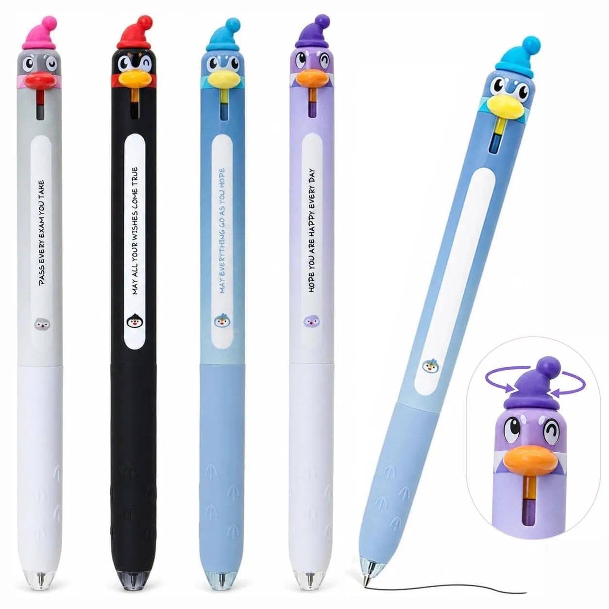 4Pcs Kawaii Cartoon Penguin Gel Pen For Girl Gift Stationery With Black Ink