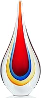 Hand Blown Murano Glass Red Water Drop Sculpture - Elegant Home Office Decor & Unique Gift Figurine