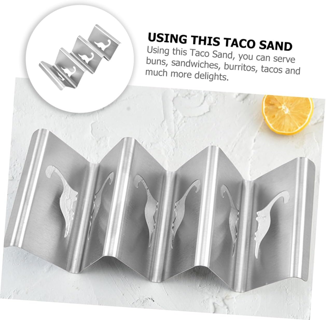 Stainless Steel Taco Holder Rack for Desktop Burritos, Silver