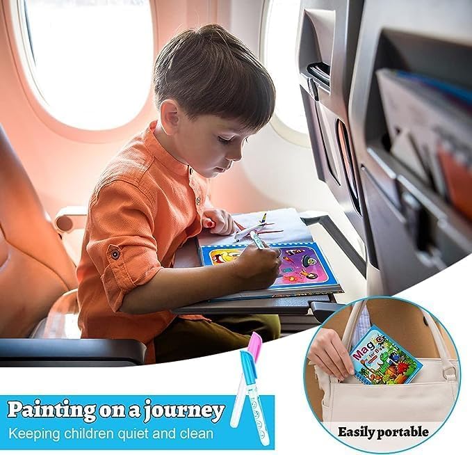 (4 Pack) Magic Water Book for Kids with Magical Water Doodle Pen, Reusable Self Drying Water Painting Books, Best Montessori Toy Gift, Age 3+ Years 4