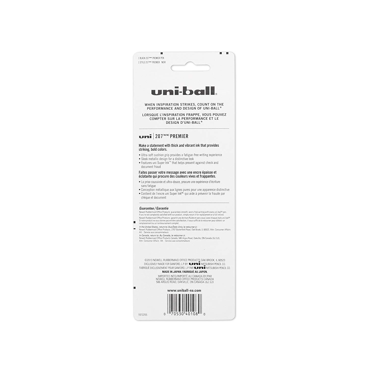 Uni-Ball Premier 40108 207 Gel-Tintenroller, einziehbar, mittlere Spitze, schwarze Tinte, 3 Stück