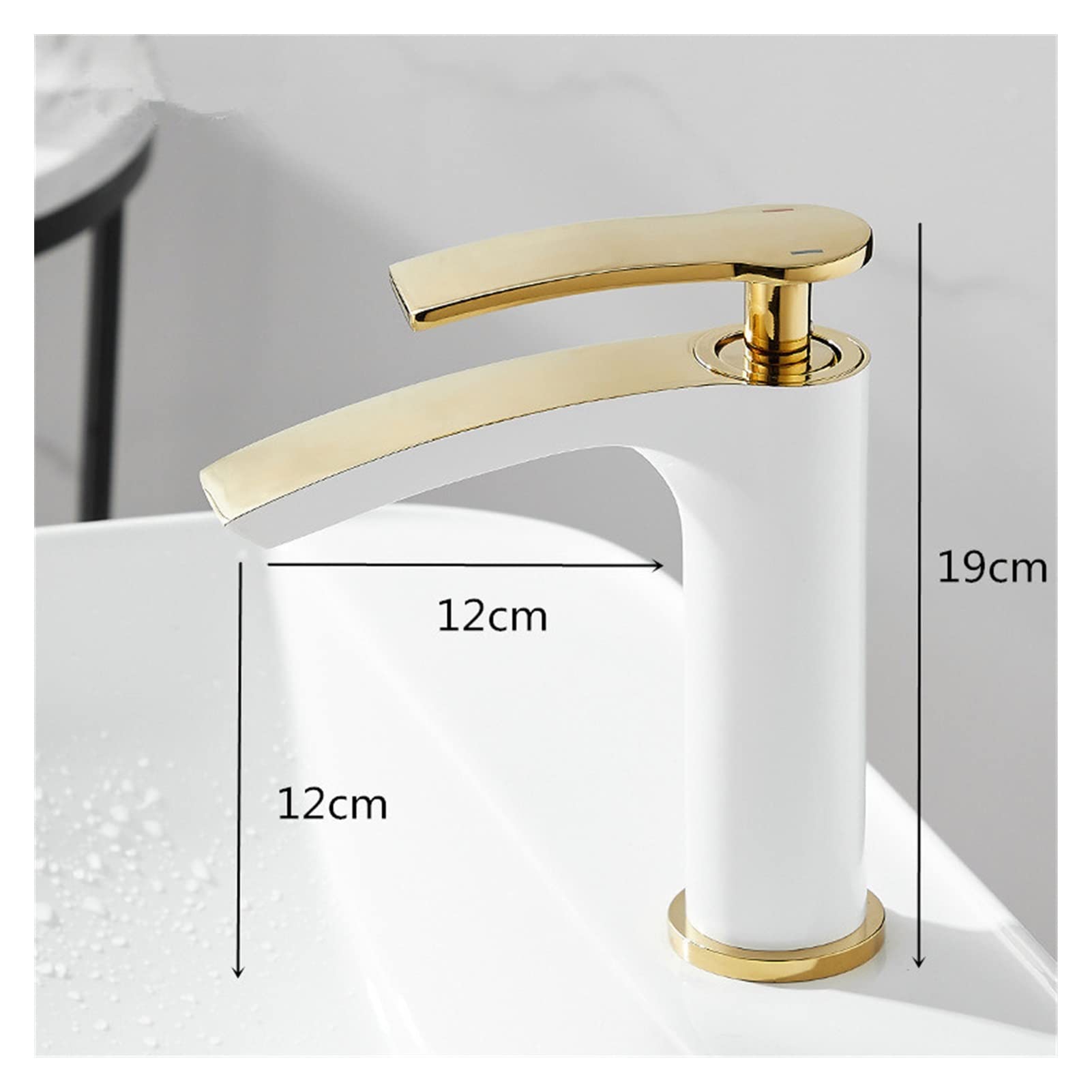 Grifos mezcladores para Lavabo Grifo de baño latón Dorado y Negro Mezclador Agua fría Caliente Cocina Blanco montado en la encimera (Ciruela) diseño Elegante baños Modernos.