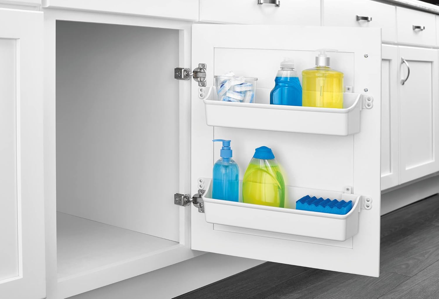 Rev-A-Shelf 8" White Polymer 2-Shelf Cabinet Door-Mount Storage Tray Set