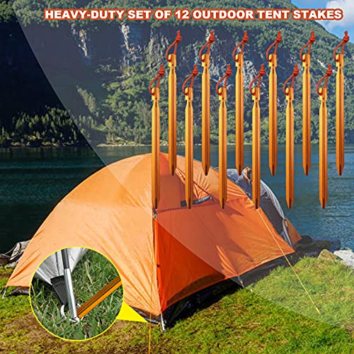 7075 Aluminum Lightweight Tent Stakes 12 Pack