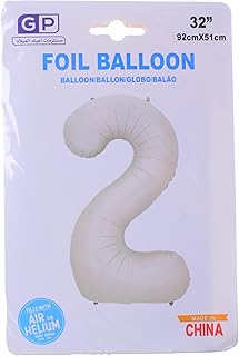 Number 2 Shaped Fills With Air Or Helium Foil Balloon - White