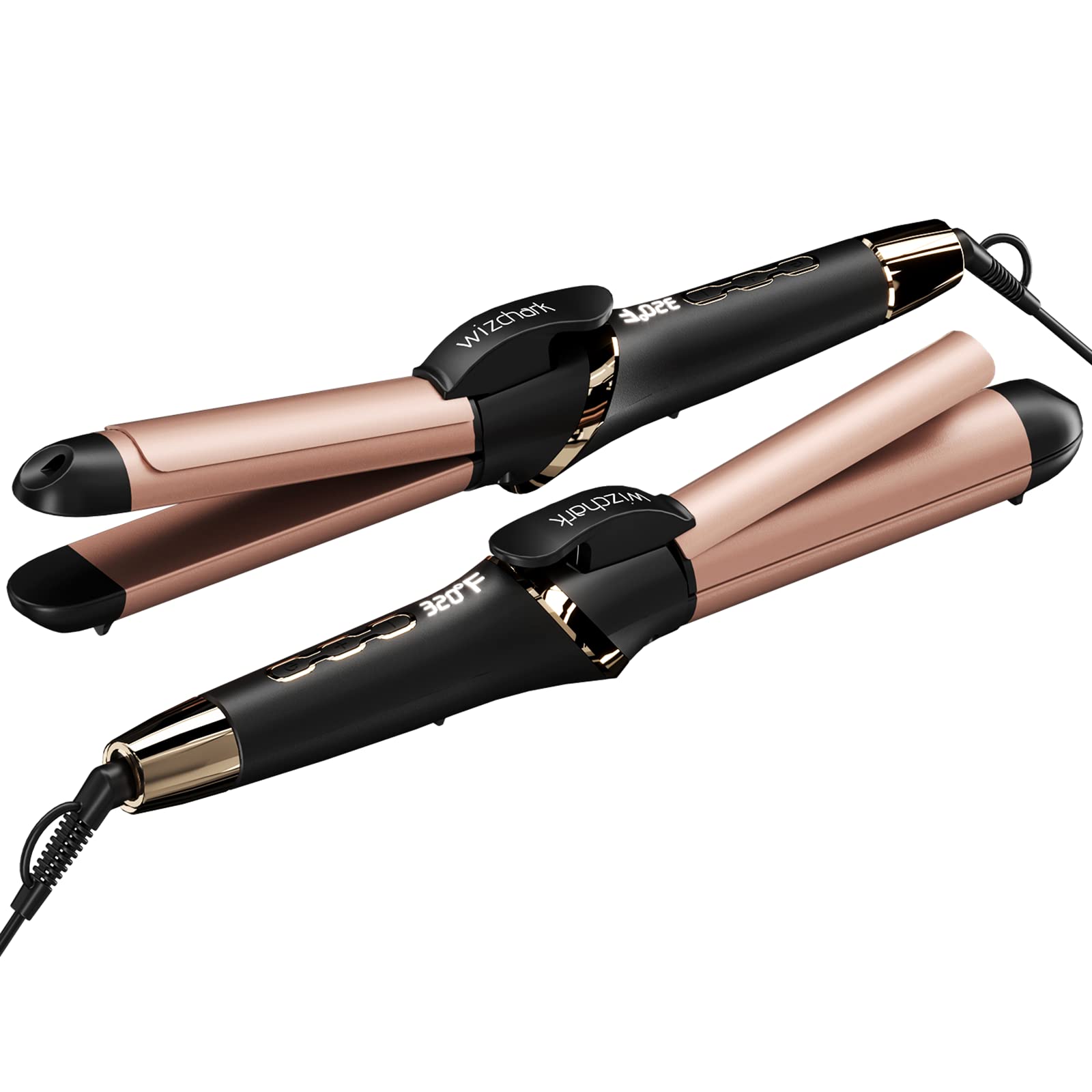 2 in 1 Hair Straightener and Curler 1 1/4 Inch, Wizchark 1.25 Inch Flat Iron Curling Iron in One, Ceramic Ionic Hair Curler for Short Long Hair W/1 Glove 2 Hair Clips, Heating Up Fast, Auto Shut-Off