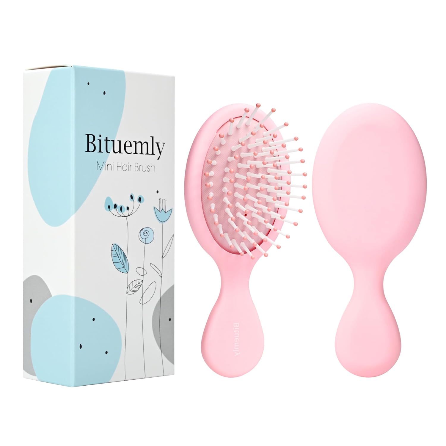 Mini Hair Brush, Detangling Hairbrush for Dry and Wet Hair, Small Size Travel Detangler Brush for Girls Boys Kids Women Men for All Hair Types Pink
