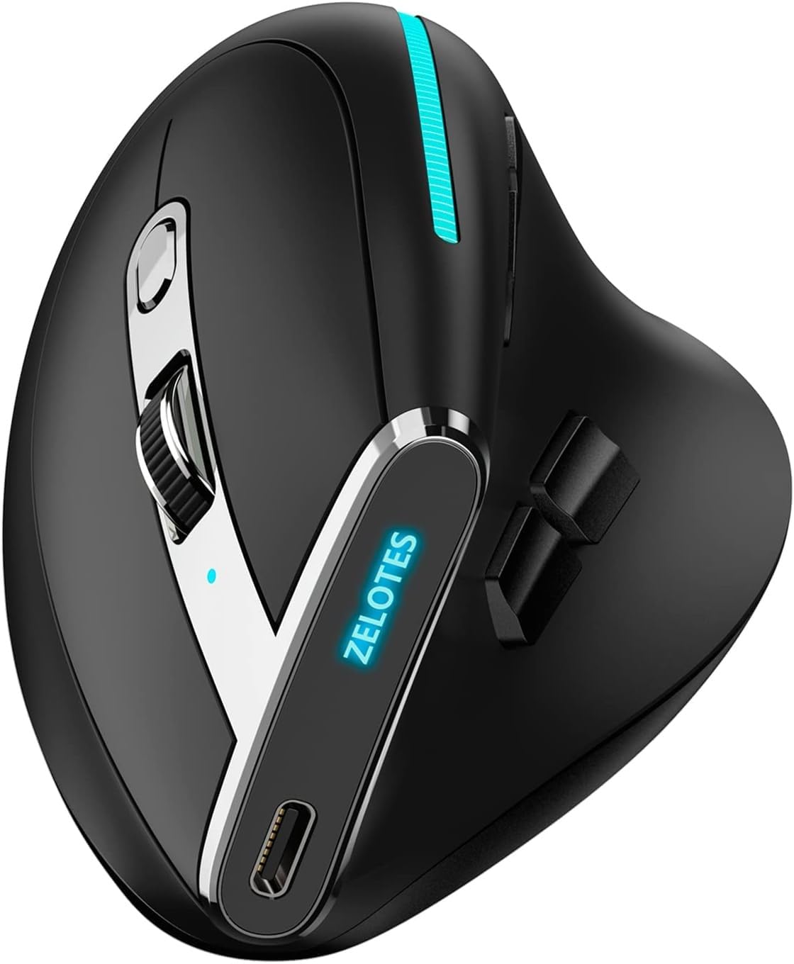 DrPhone Elementkey F36 Verticale Muis 2.4Ghz USB + Bluetooth 5.0/3.0 – Ergonomisch – 8 Knoppen – 4800DPI – Programmeerbaar – RGB