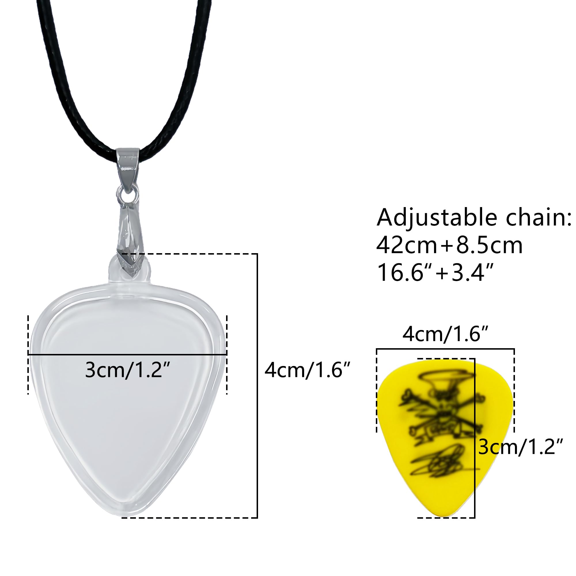 Collana Porta-plettro A Forma Di Plettro – Acrilico Trasparente, Per Chitarristi, Con Ciondolo Grande - 5