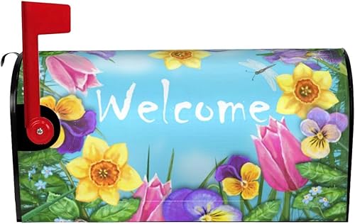 Miniatura 64 de Funda magnética impermeable para buzón de buzón de flores rústicas, pájaros y mariposas, decoración de buzón de 21 x 18 pulgadas Flores Rústicas