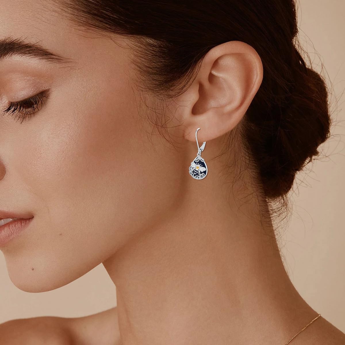 PELOVNY Dragonfly Butterfly Bee Hummingbird Earrings for Women 925 Sterling Silver Filigree Abalone Shell/Black Onyx Earrings Birthday Christmas Jewelry Gifts for Mom Daughter Wife Sister