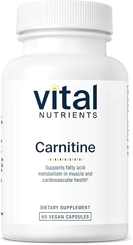 Vital Nutrients Carnitina 500mg | Suplemento de L-carnitina para apoyo a la salud del corazón | Suplemento de apoyo energético vegano | Gluten,