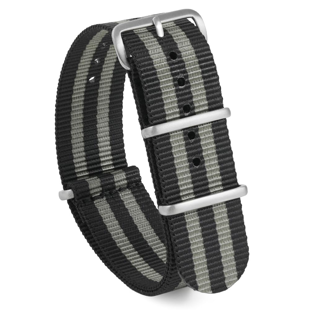 TACTICAL FROG Nylon Watch Band 18mm 19 mm 20mm 22 mm 24 mm, Waterproof Military Watch Straps Replacement for Men Women, With Stainless Steel Buckle