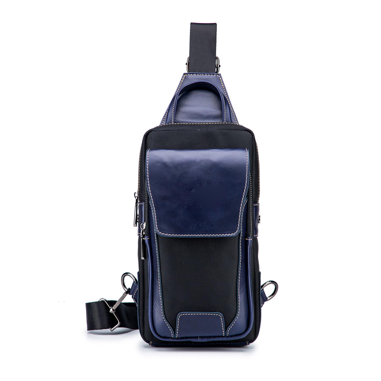 FANDARE Retrò Zaino Monospalla Uomo Borsello Tracolla Zainetto Piccolo Zaino Spalla Impermeabile Pelle Affari Borsa a tracolla per Trekking Ciclismo Viaggio Marsupio Tracolla Blu nero